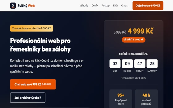 Náhled marketingového webu Svižný Web - expresní tvorba prezentací