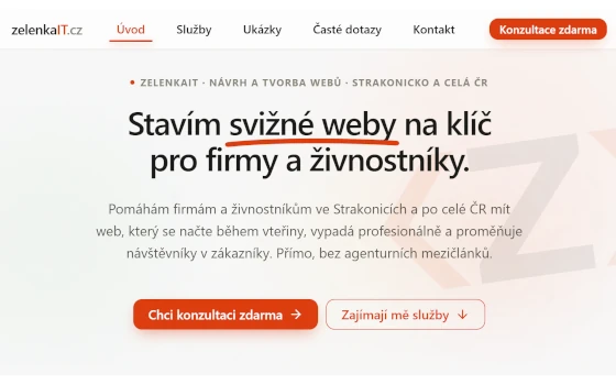 Náhled mého webu ZelenkaIT.cz